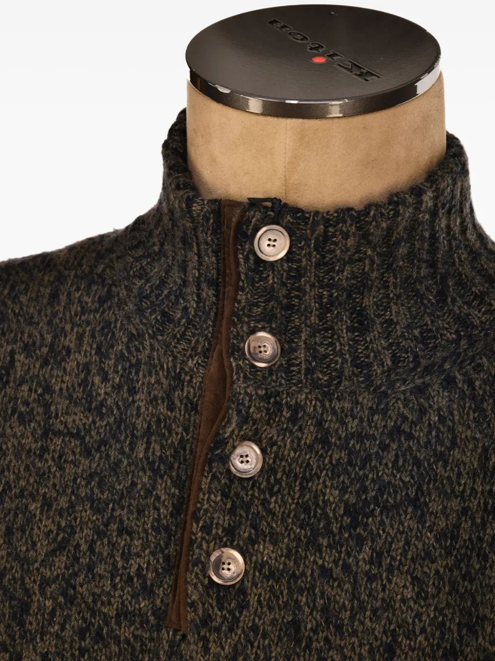 Fedeli high-neck quarter-button sweater Bruin