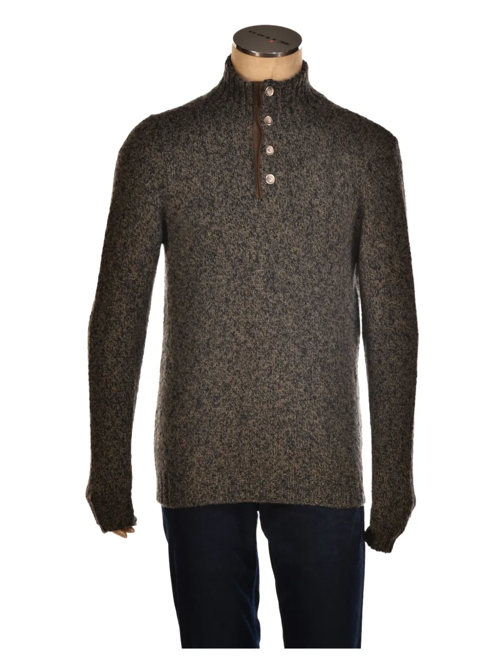 Fedeli high-neck quarter-button sweater Bruin