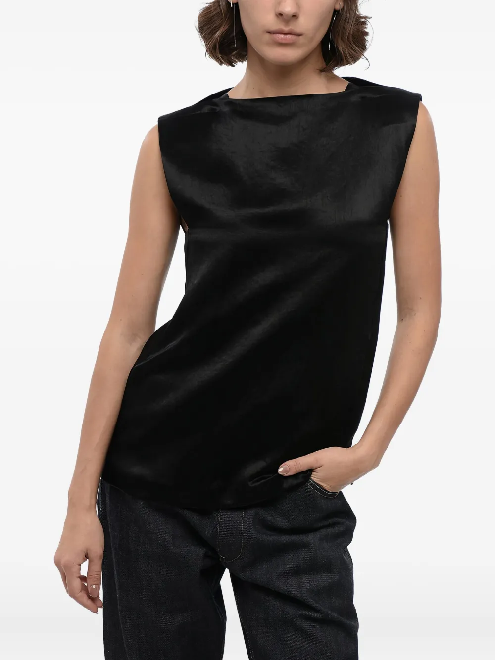 Jil Sander Top smanicato girocollo - Nero