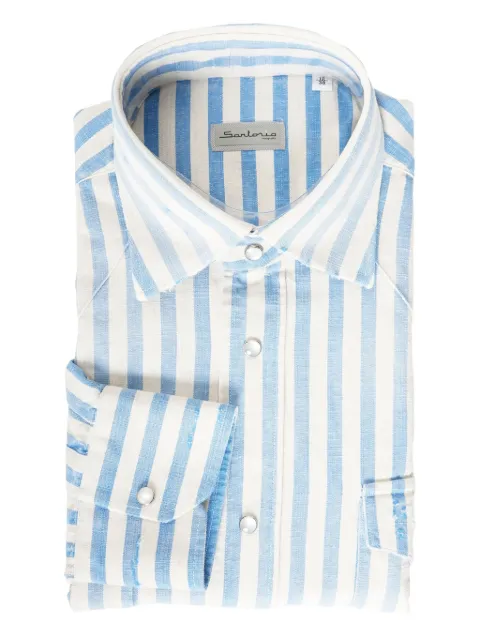 SARTORIO NAPOLI jumbo pinstripe snap-button shirt