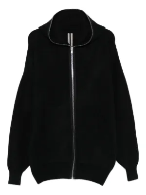 【RICK OWENS】 リブニットコットン ジップアップフーディー RICK OWENS - DRESSES - Rick Owens