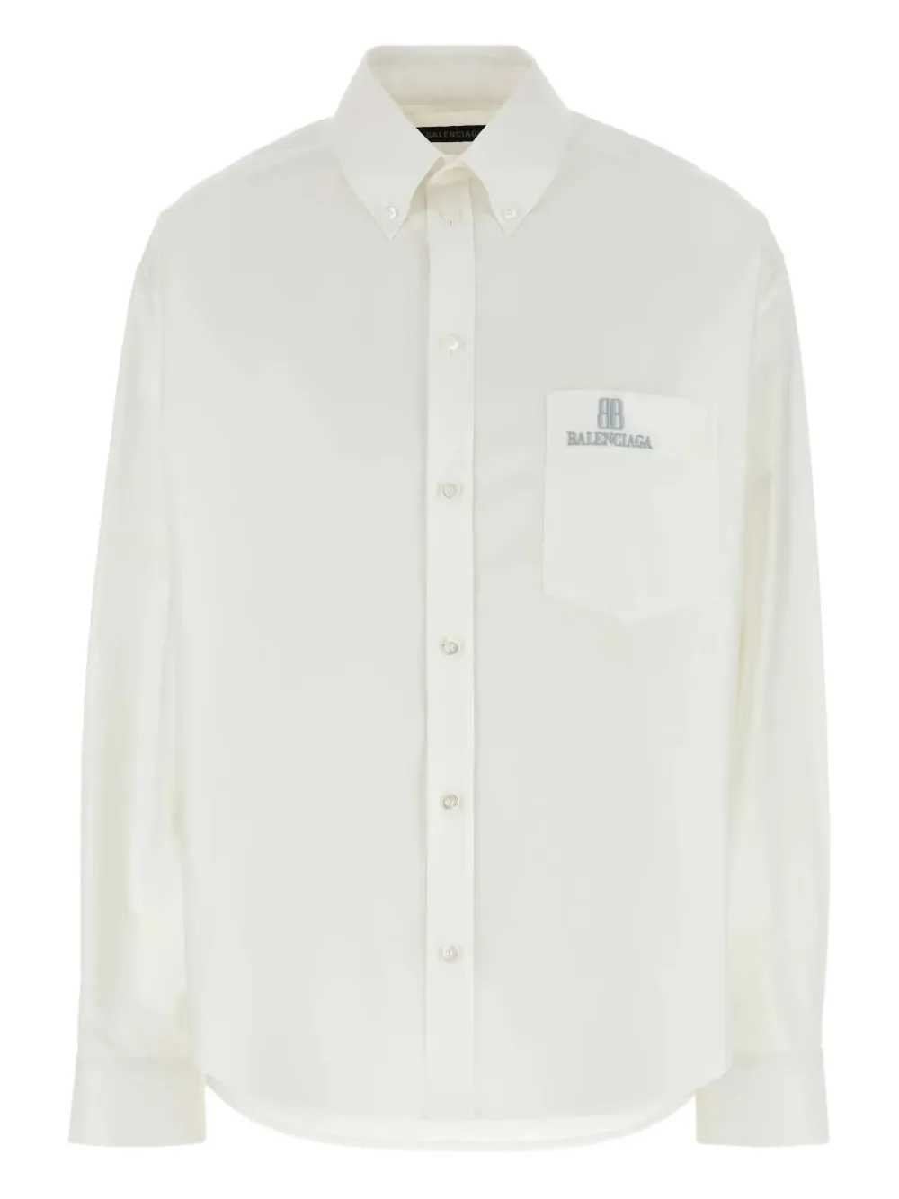 Balenciaga logo-embroidered poplin shirt Wit