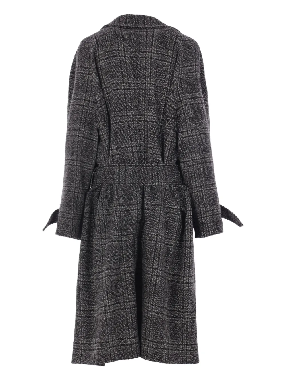 Balenciaga belted check coat Grijs