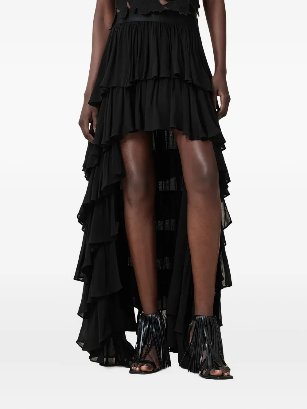 Cavarly tiered ruffle maxi skirt