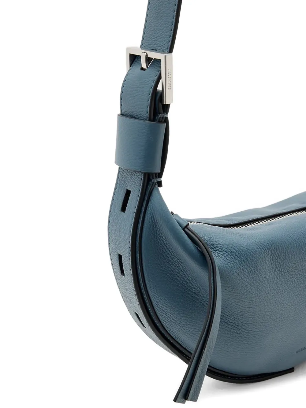 Allsaints Crescent Buckle Bag In Blue