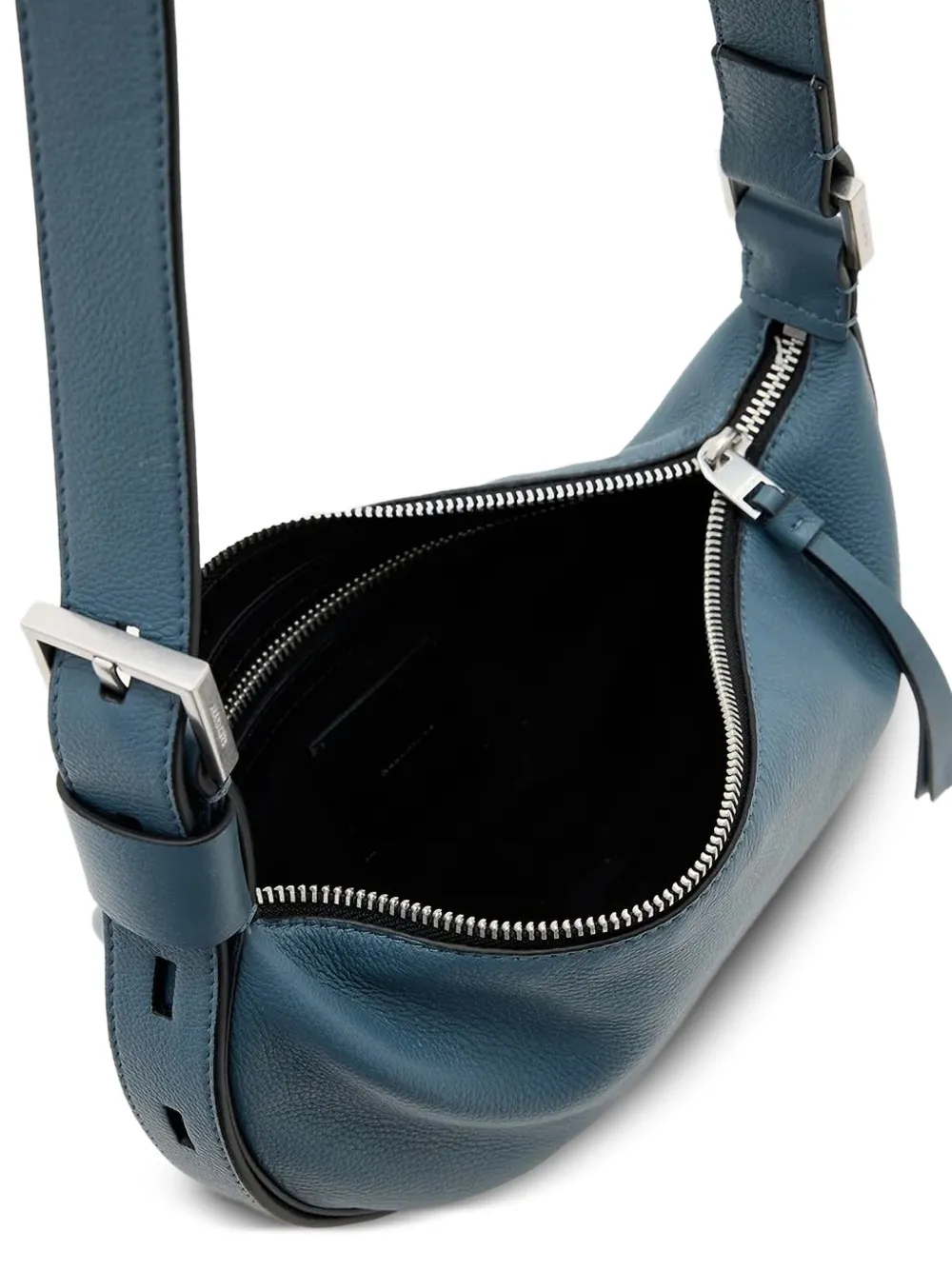 Allsaints Crescent Buckle Bag In Blue