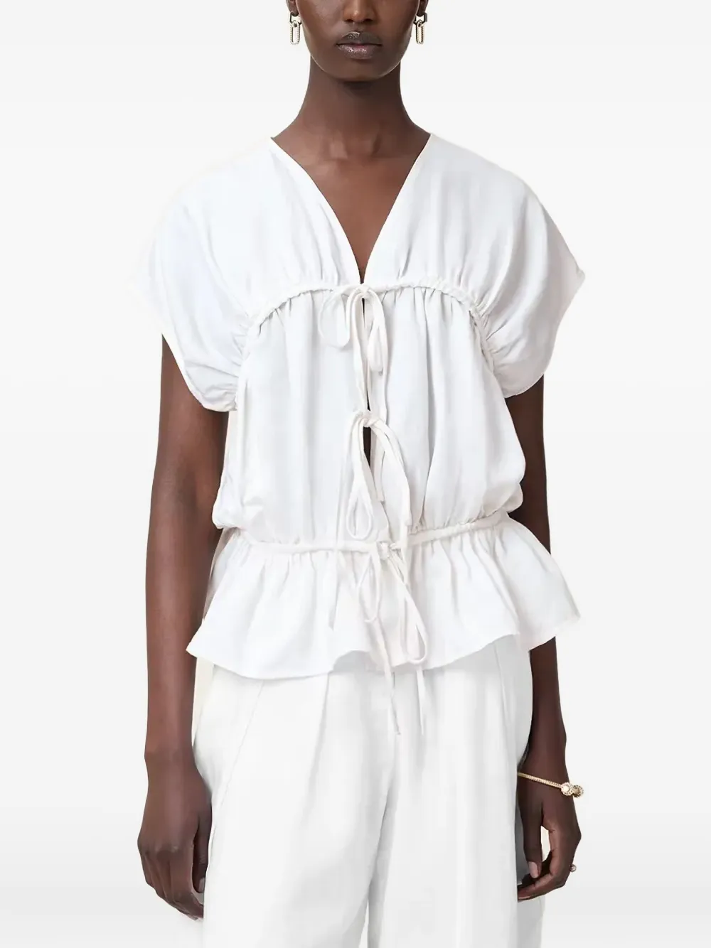Remy tie-front ruffled top