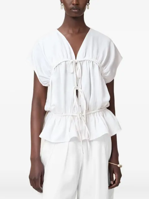 AllSaints Remy tie-front ruffled top