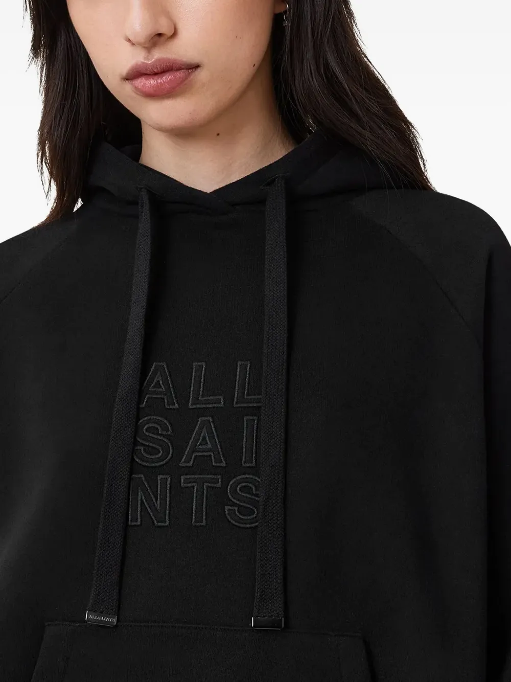 AllSaints Hoodie met geborduurd logo Zwart