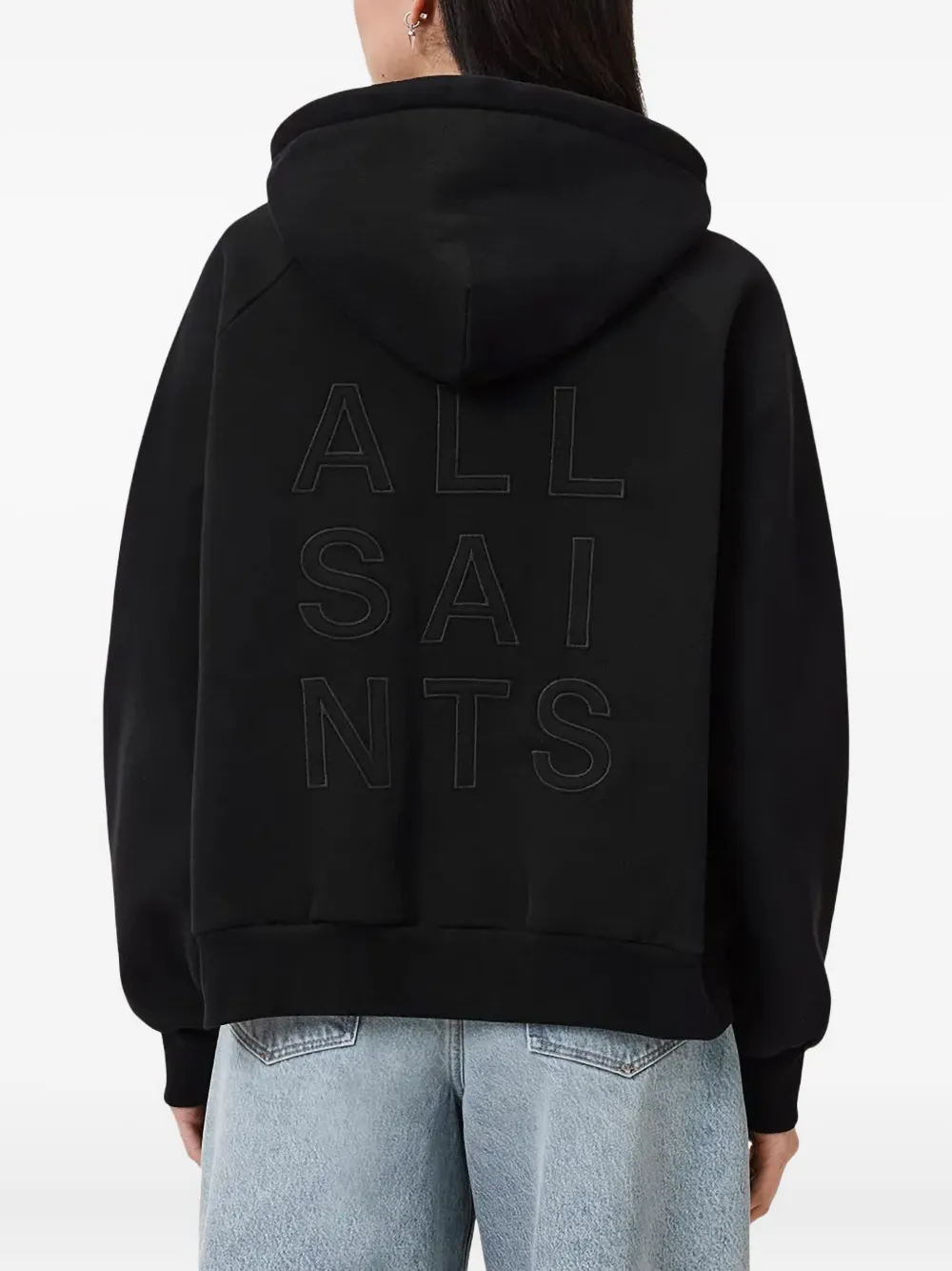 AllSaints logo-embroidered hoodie - Zwart