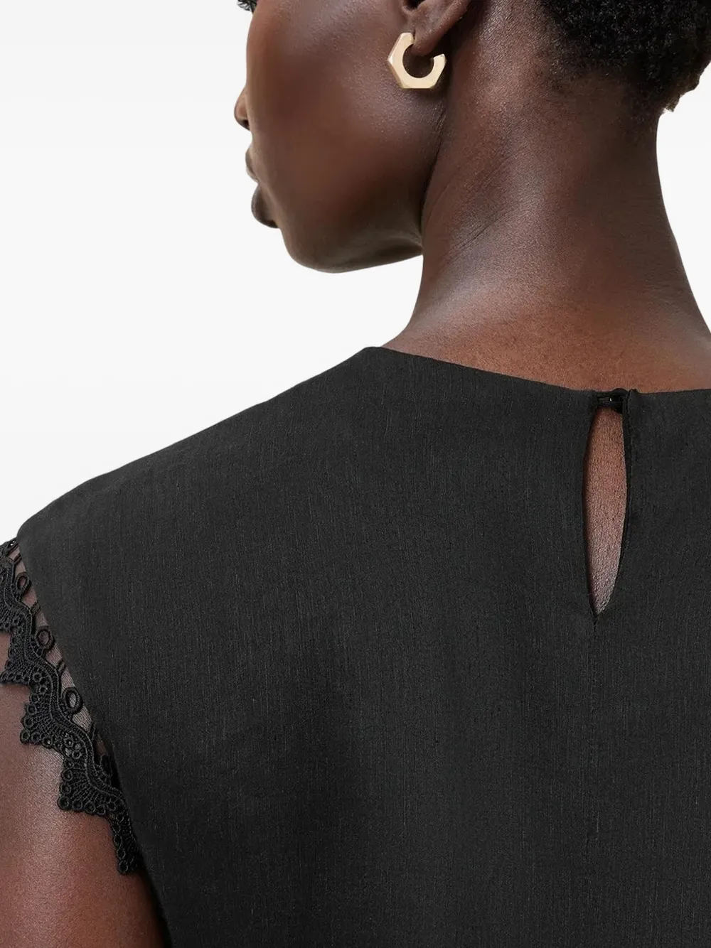 Allsaints Lace-insert Asymmetric Dress In Black