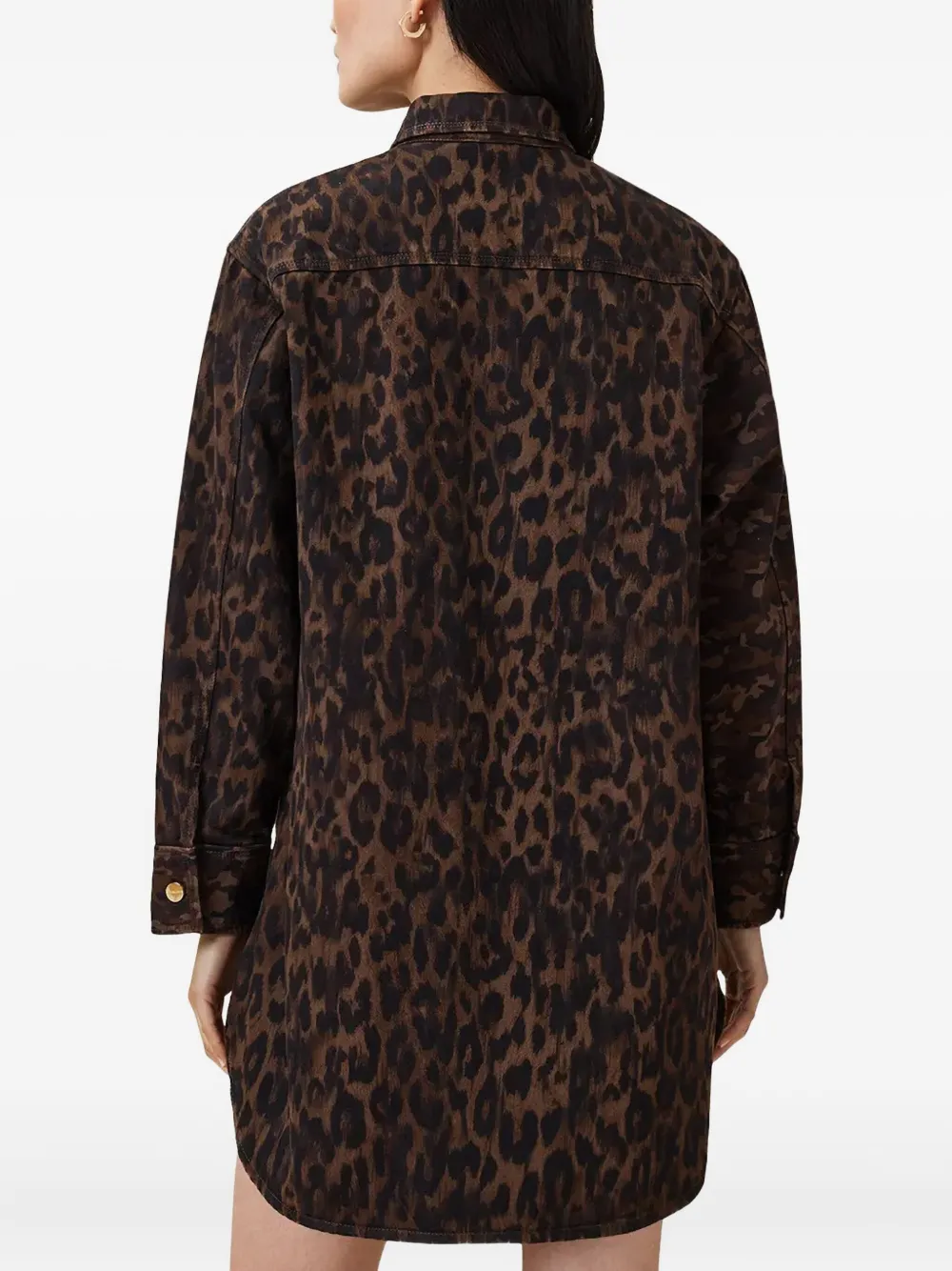 AllSaints Faye mini-blousejurk met luipaardprint Bruin