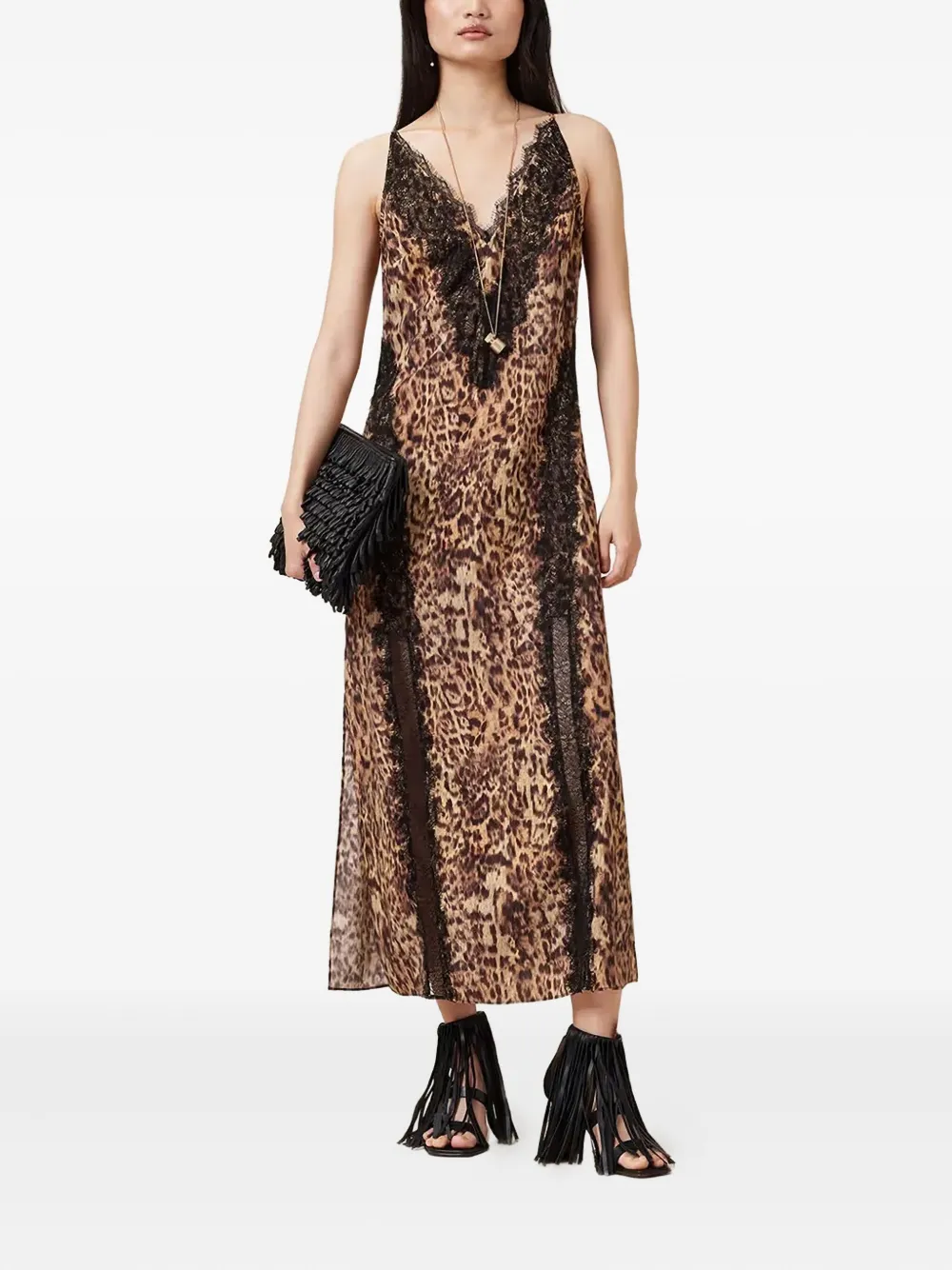 AllSaints Melia maxi-jurk met luipaardprint Bruin