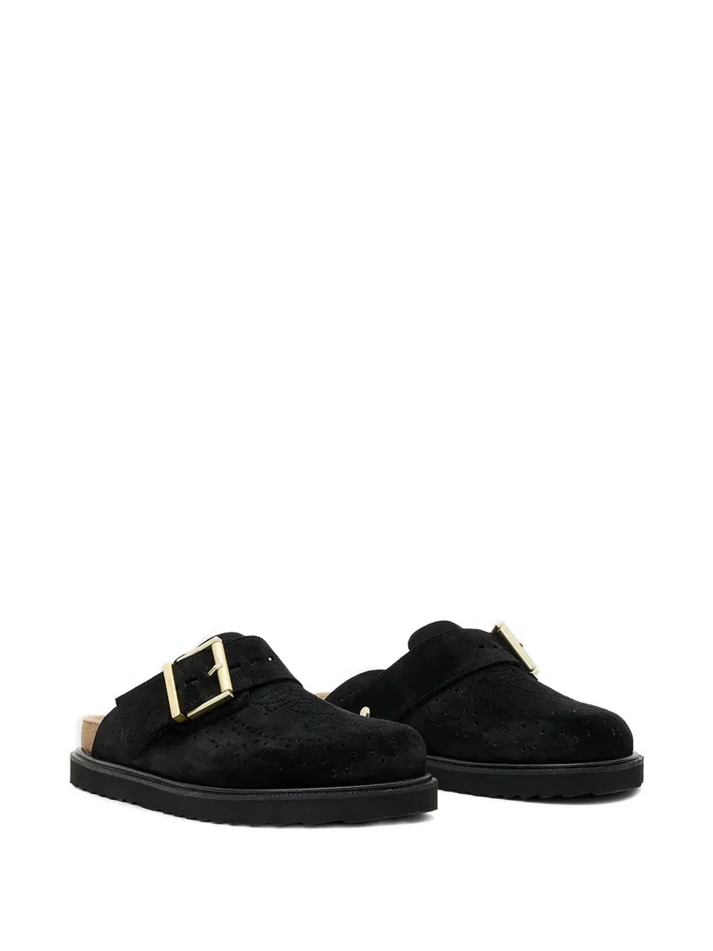 AllSaints buckle-fastening perforated slides Black