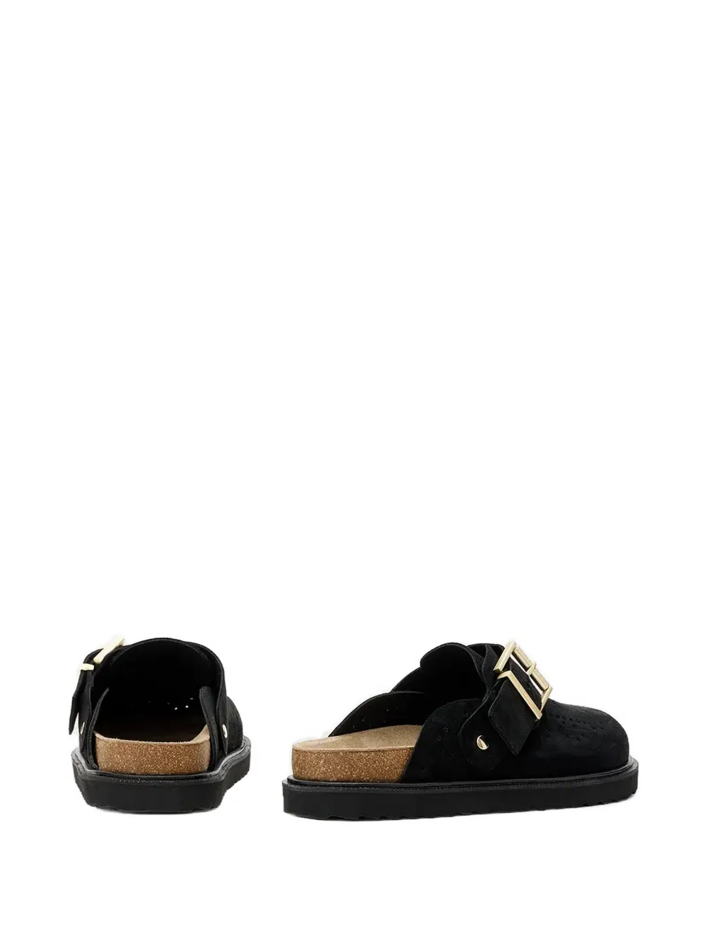AllSaints buckle-fastening perforated slides Black