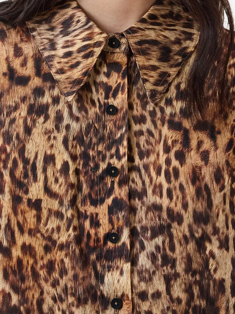 AllSaints Charli blouse met luipaardprint Bruin