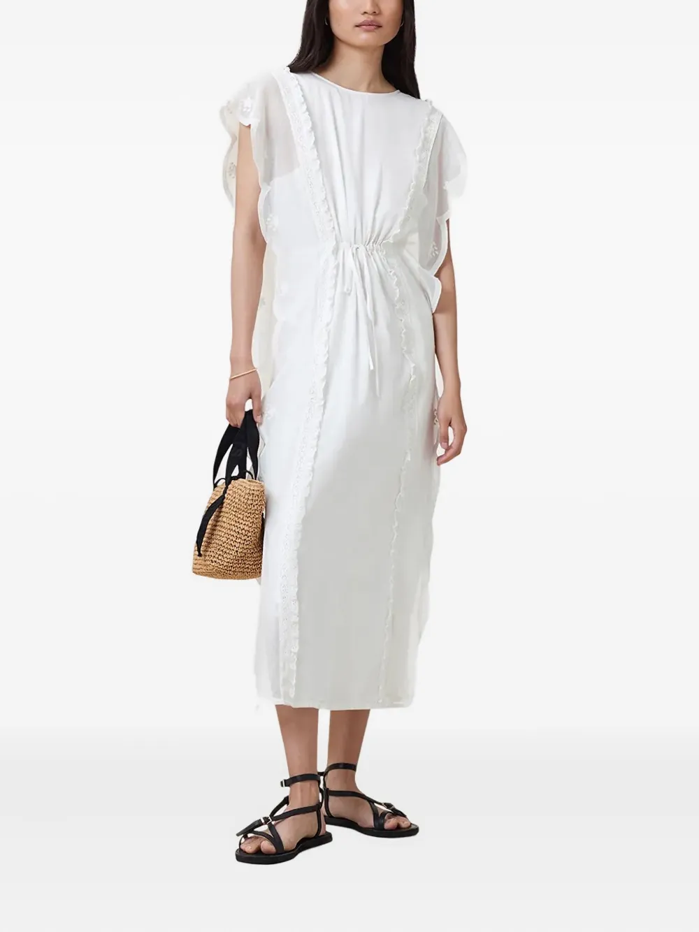 Ola lace-insert ruffled midi dress