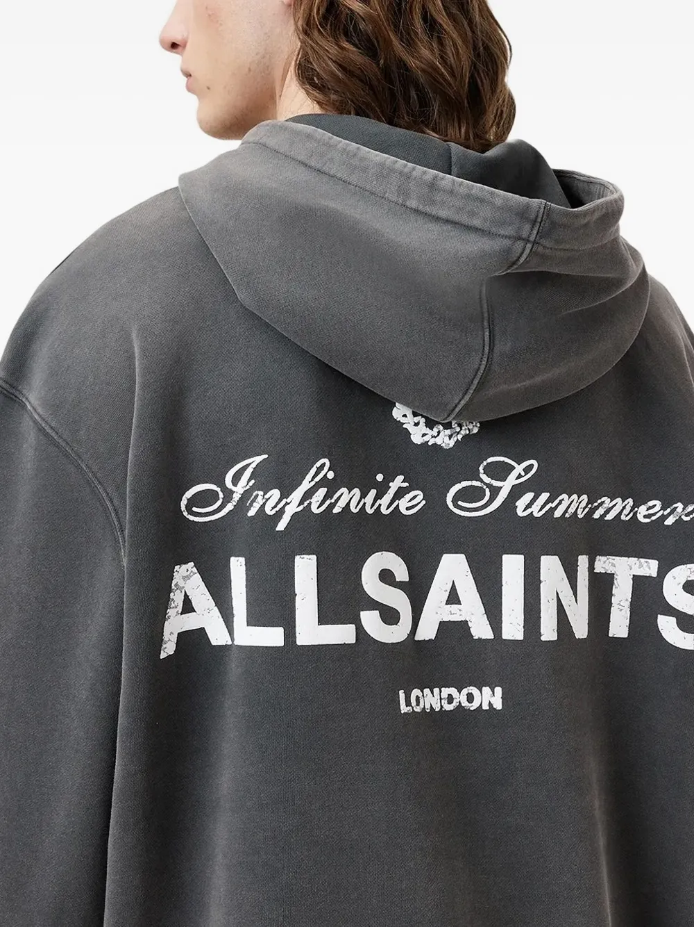 AllSaints Hoodie met logoprint Grijs