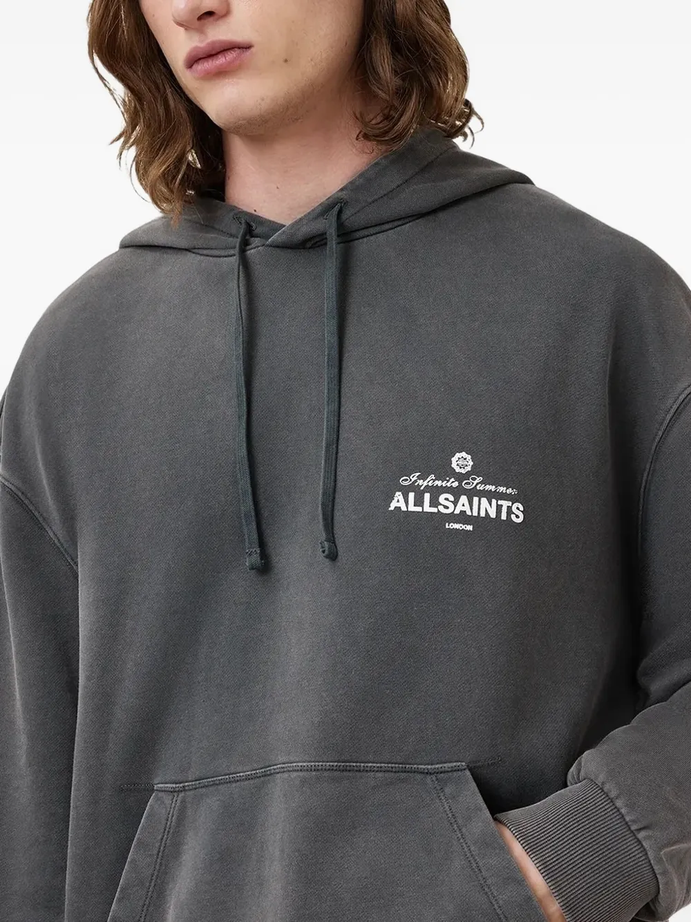 AllSaints Hoodie met logoprint Grijs