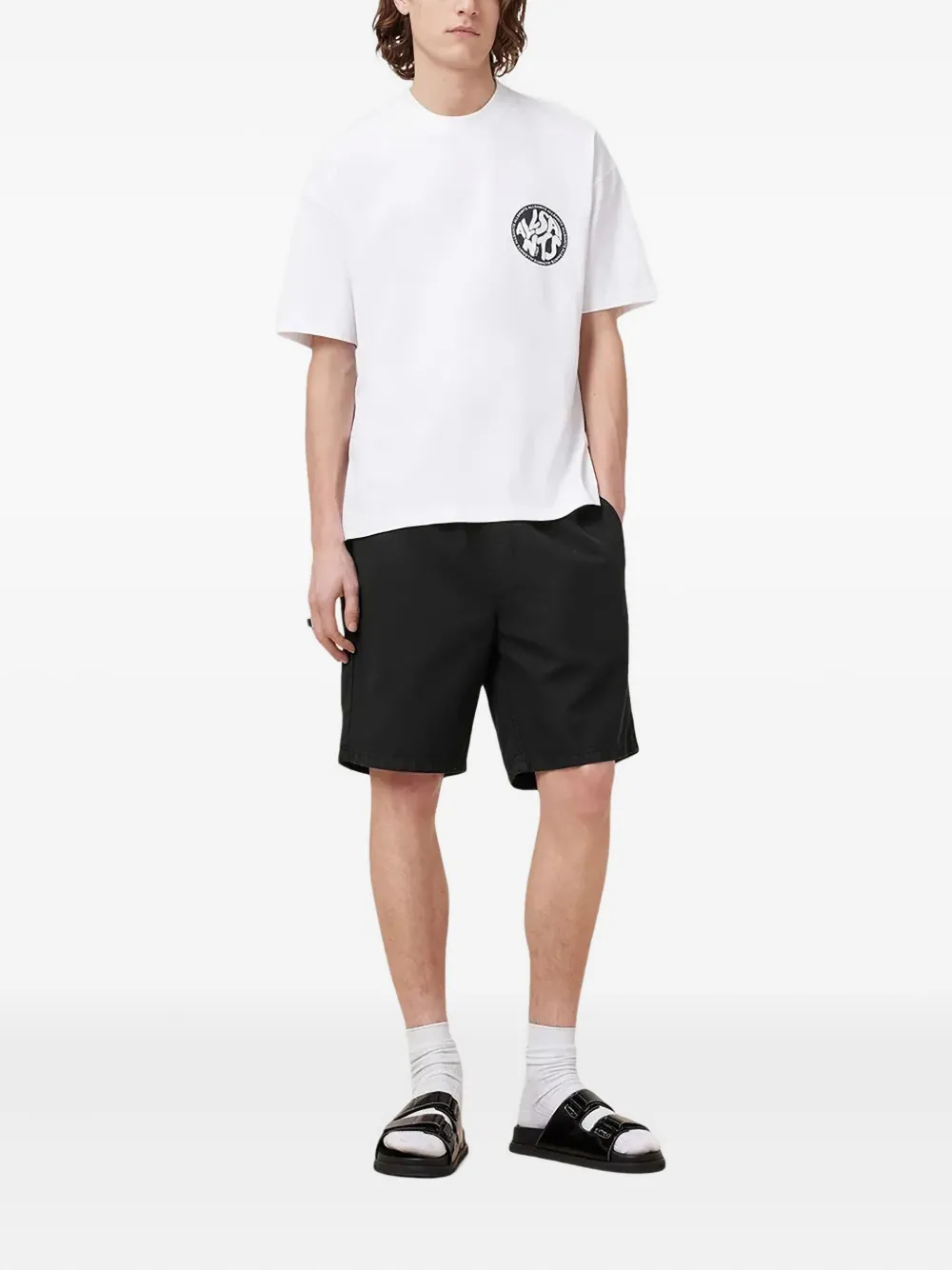 AllSaints drawstring elastic-waist shorts - Zwart