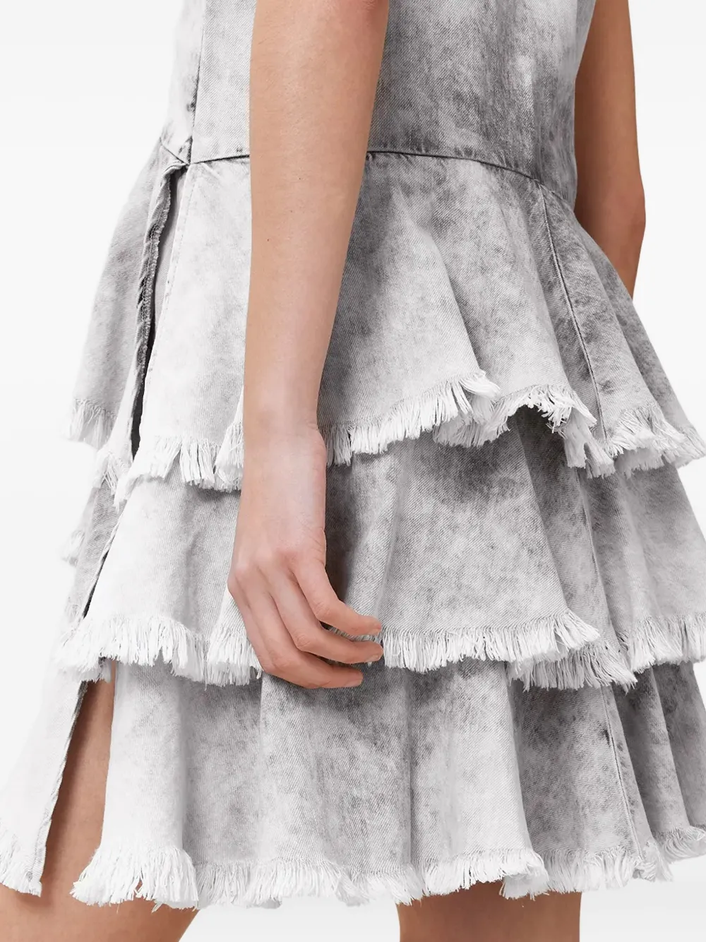 AllSaints Cavarly gelaagde mini-jurk met franje Grijs