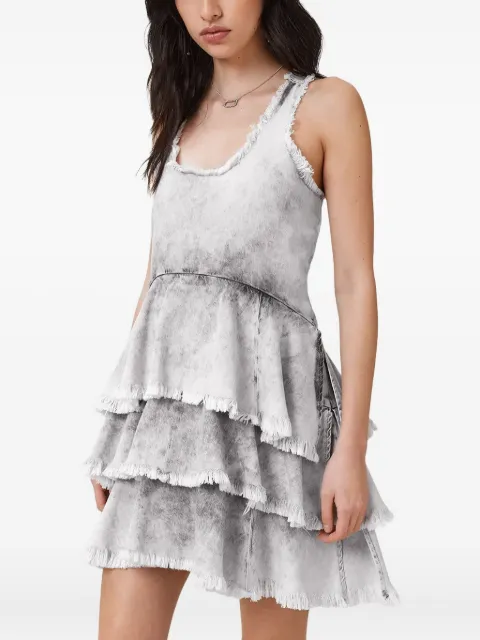 AllSaints vestido corto Cavarly con capas deshilachadas
