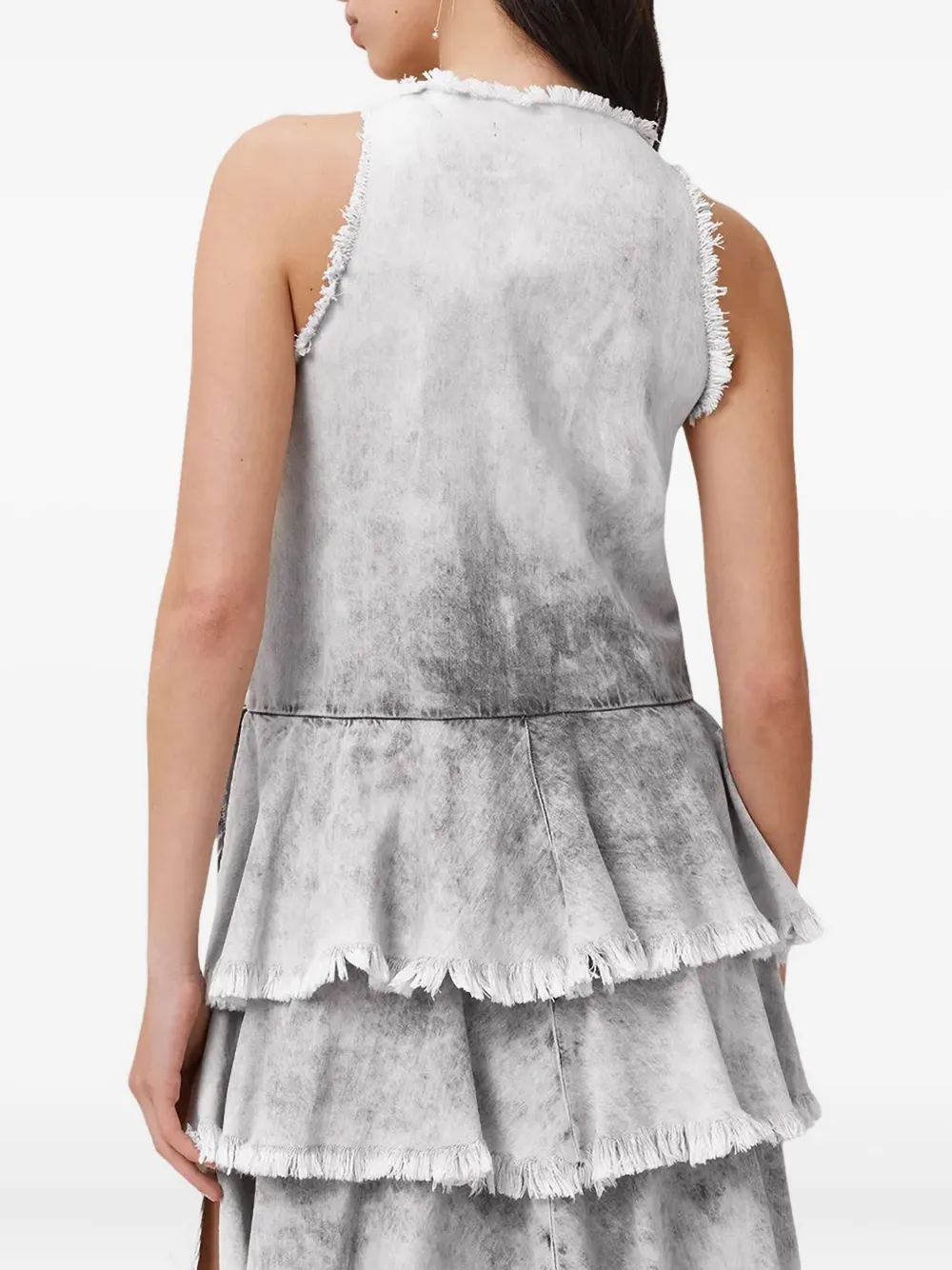 AllSaints Cavarly gelaagde mini-jurk met franje Grijs