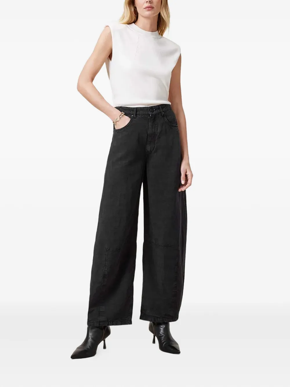 AllSaints panelled wide-leg jeans - Zwart