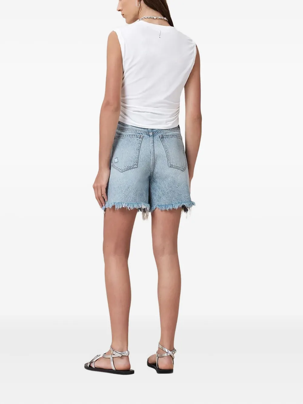 AllSaints Gerafelde shorts Blauw