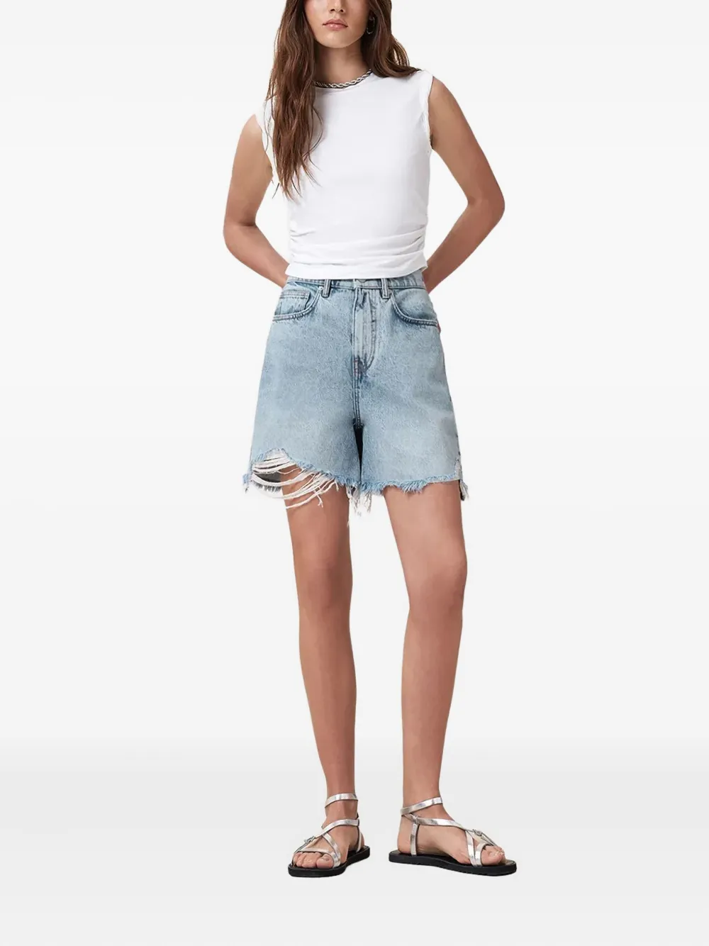 AllSaints Gerafelde shorts - Blauw