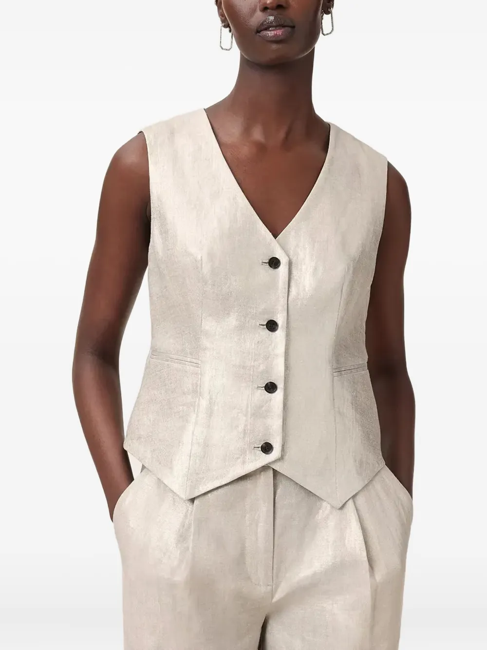 metallic button waistcoat