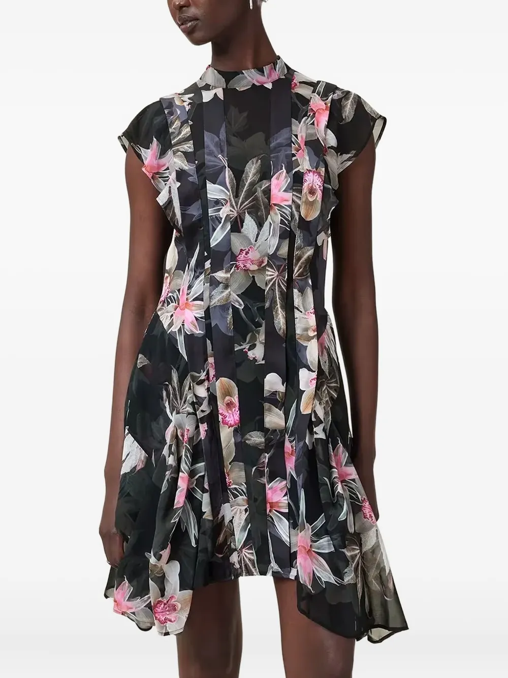 AllSaints floral-print pleated dress | Black | Image 1