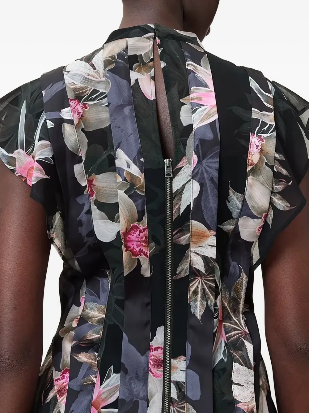 AllSaints Geplooide jurk met bloemenprint Zwart
