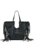 AllSaints woven leather fringe tote bag - Black
