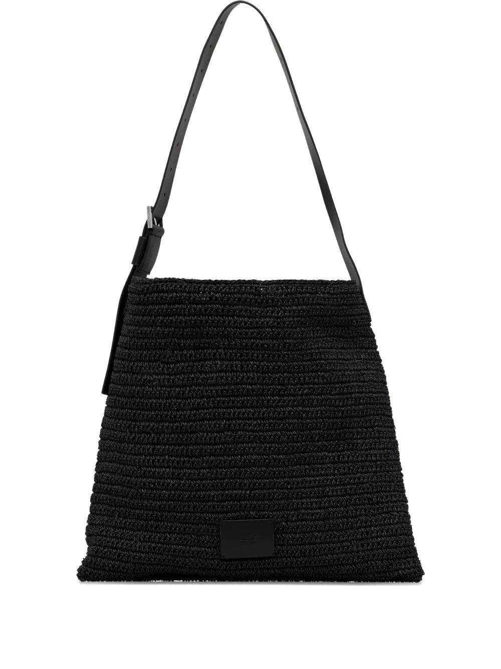 Asha leather-strap crochet tote bag