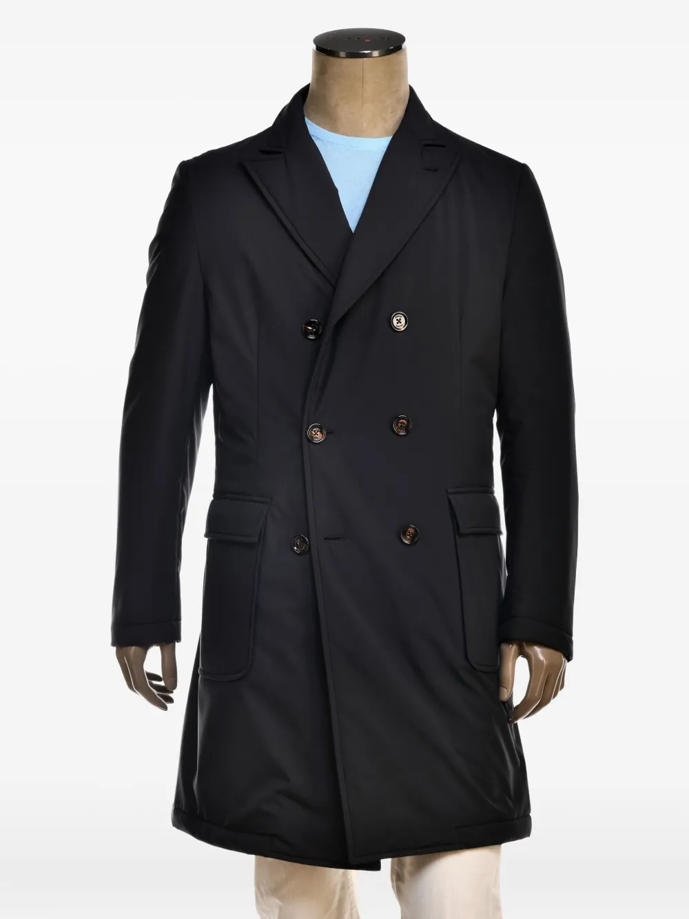 Kiton Trenchcoat met dubbele rij knopen en opgestikte zak Bruin