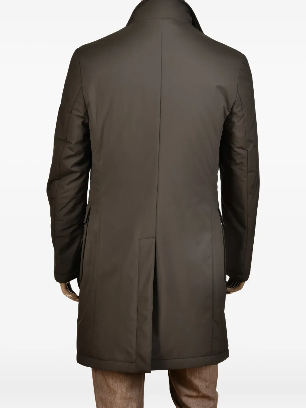 Kiton Trenchcoat met dubbele rij knopen en opgestikte zak Bruin