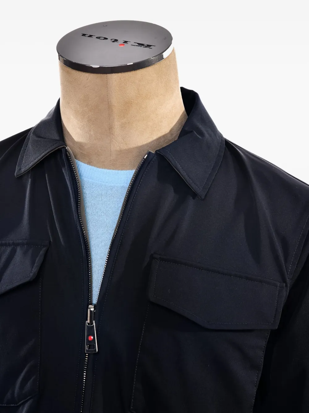 Kiton Shirtjack met opgestikte zak en ritssluiting Blauw