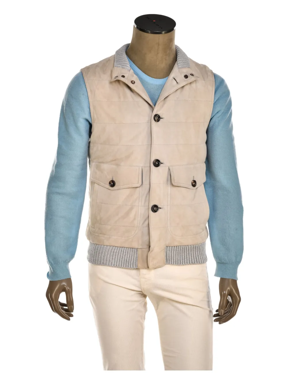 Kiton Gauro quilted lambskin gilet Beige