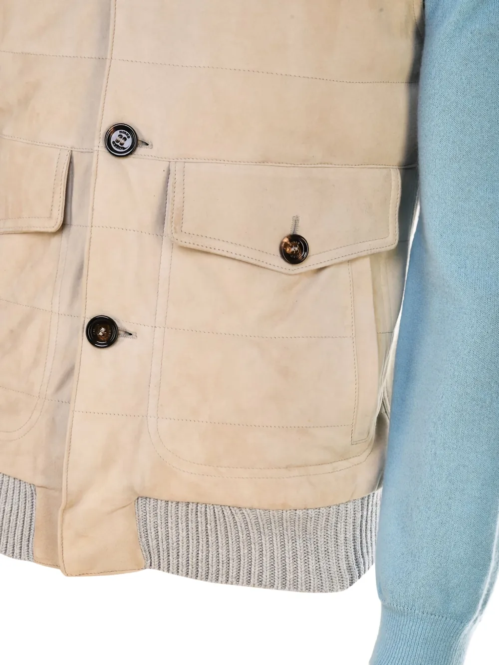 Kiton Gauro quilted lambskin gilet Beige