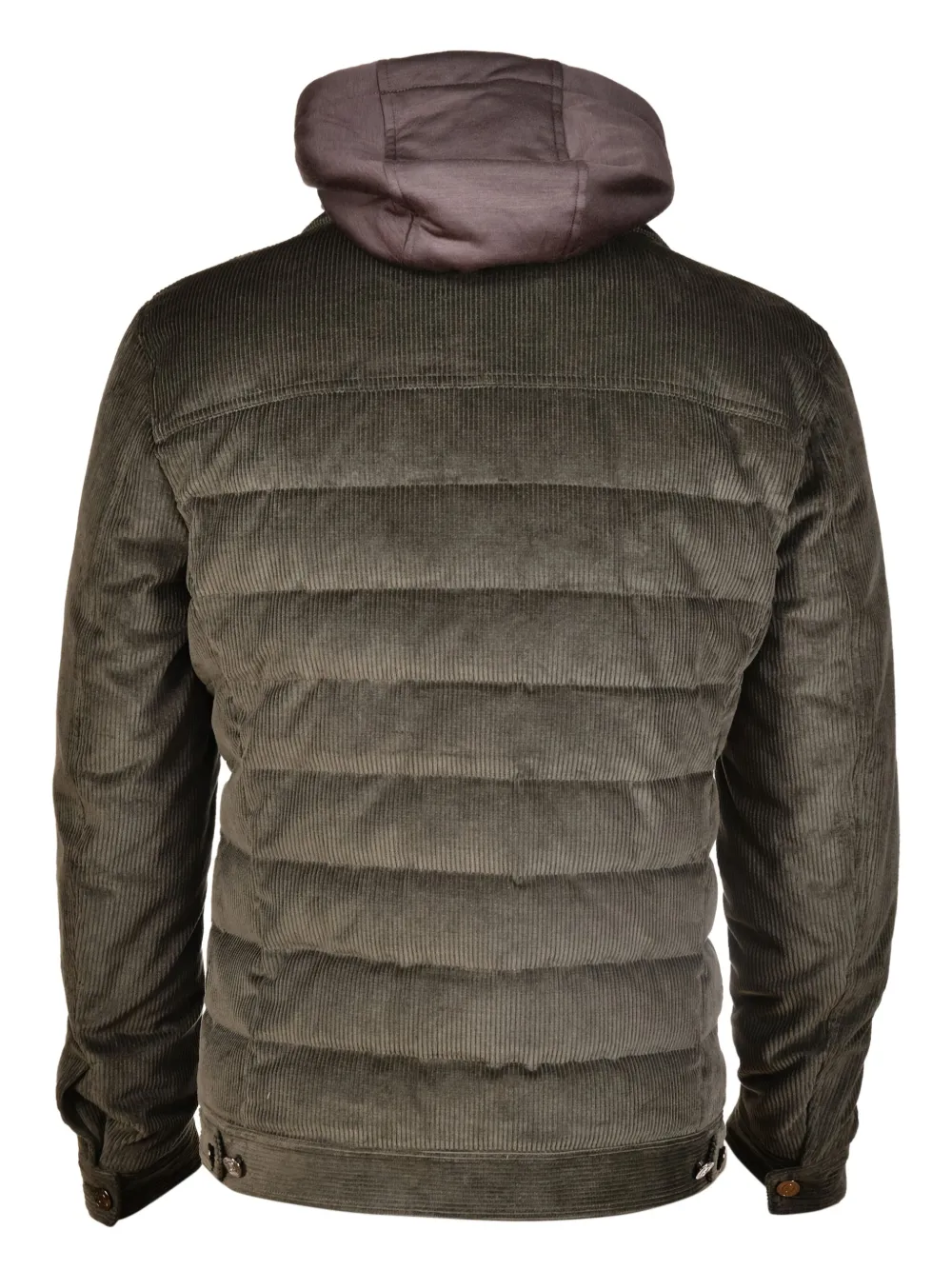 Kiton corduroy detachable-hood coat Groen