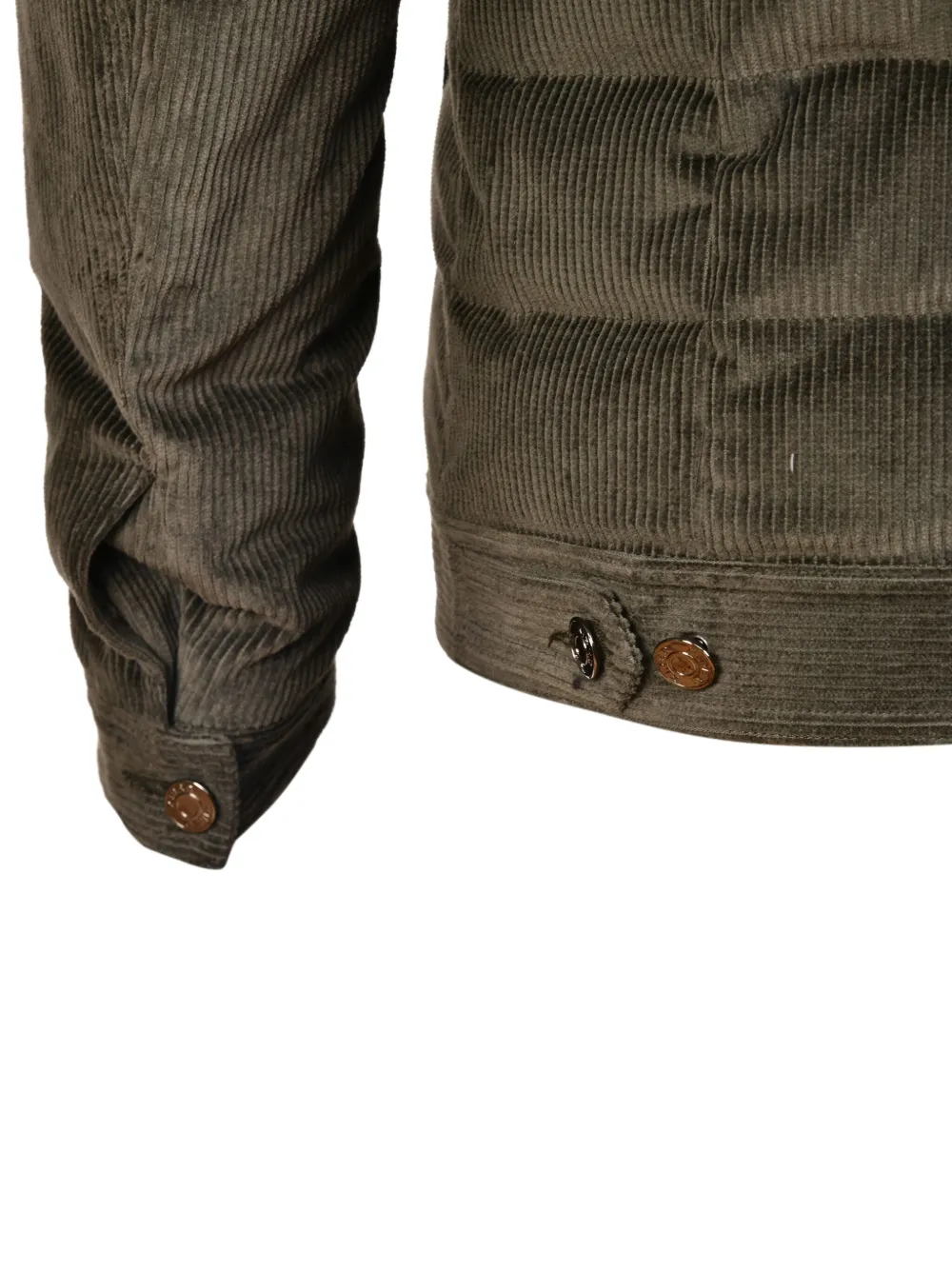 Kiton Ribfluwelen jas met afneembare capuchon Groen