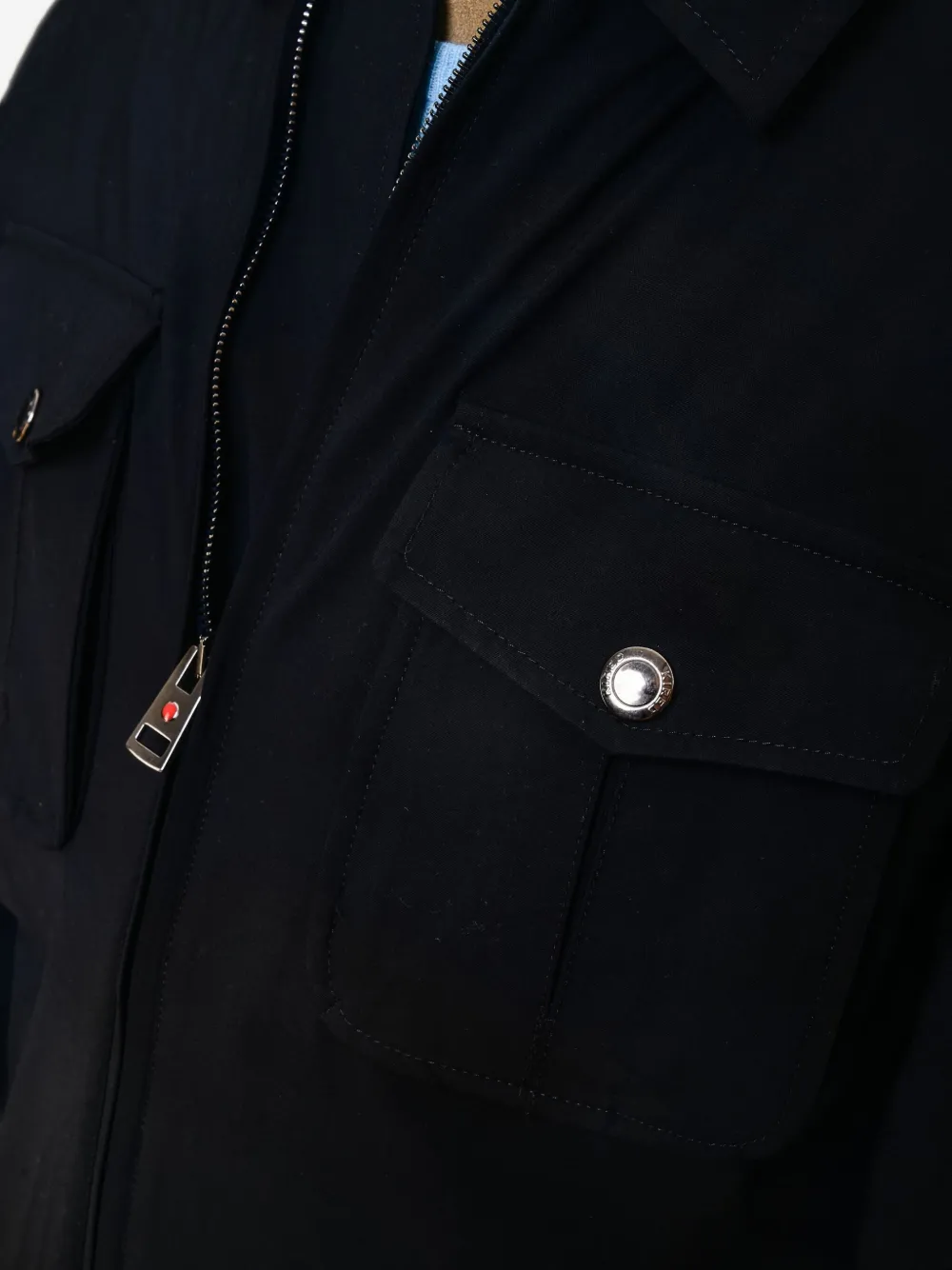 Kiton Lino shirtjack met klepzak en rits Zwart