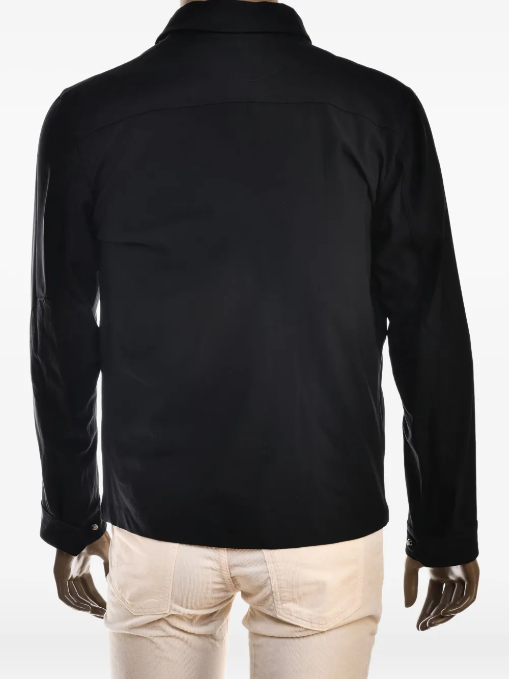 Kiton Lino shirtjack met klepzak en rits Zwart