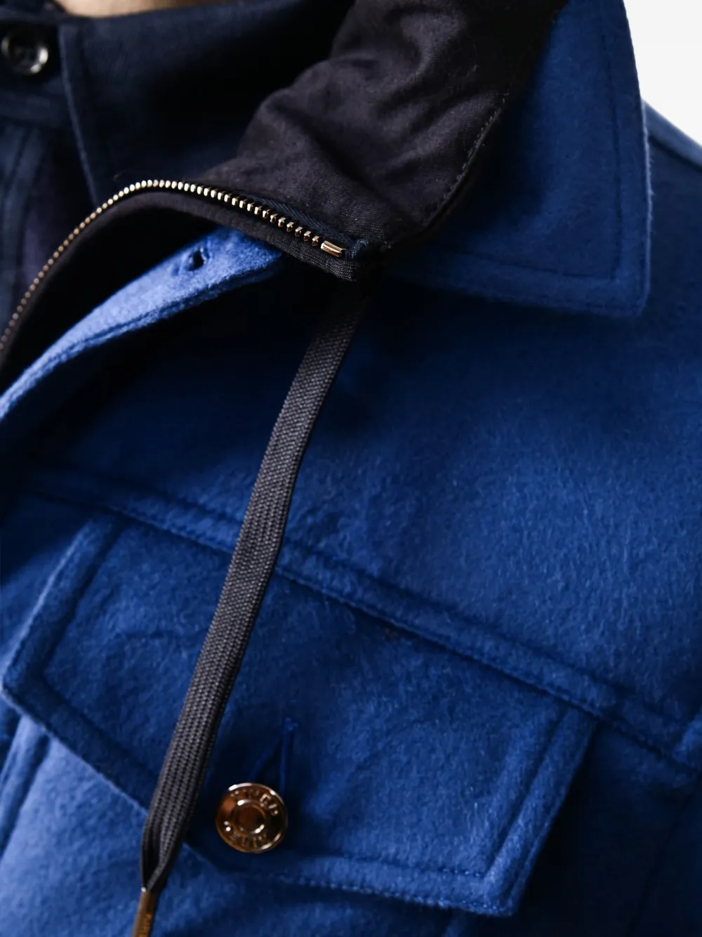Kiton Gewatteerde jas met afneembare capuchon Blauw
