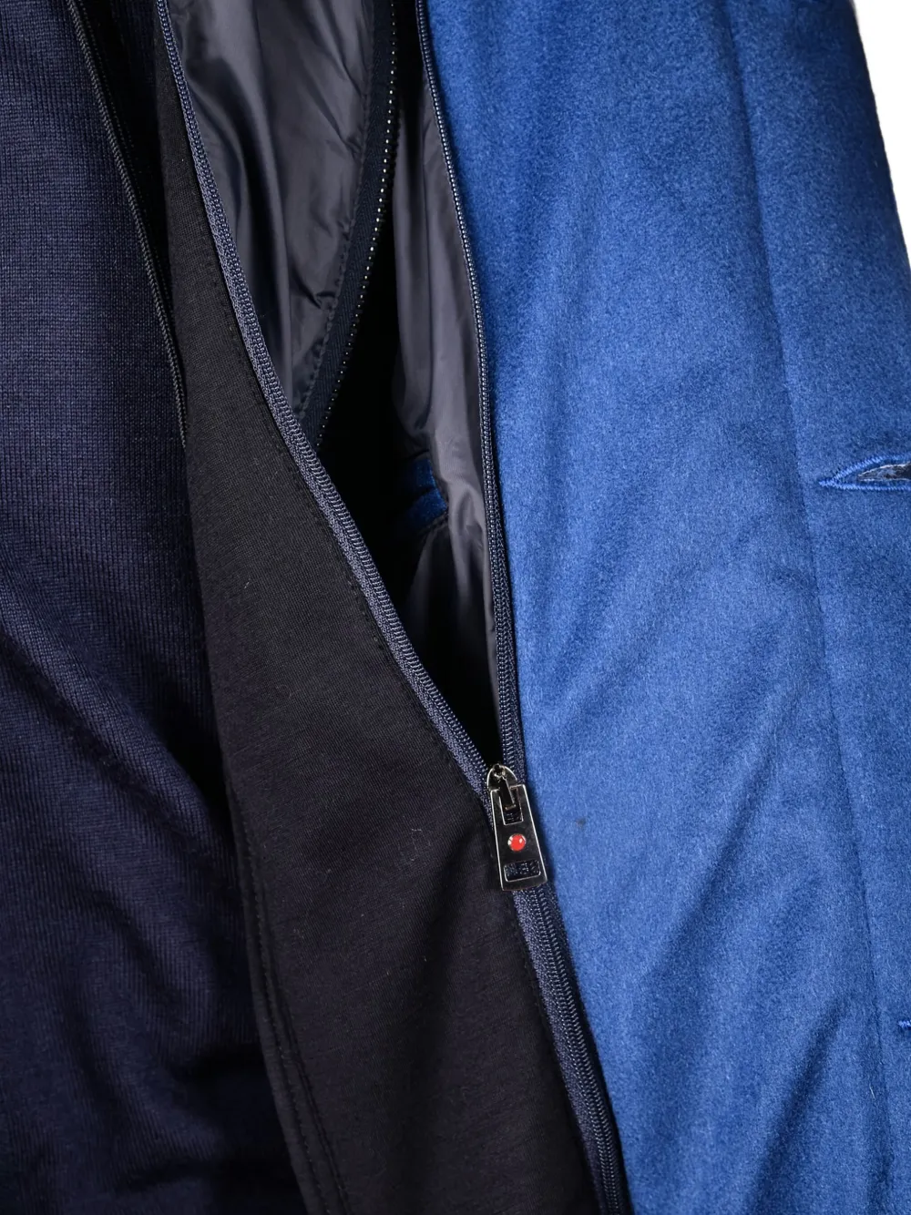Kiton Gewatteerde jas met afneembare capuchon Blauw