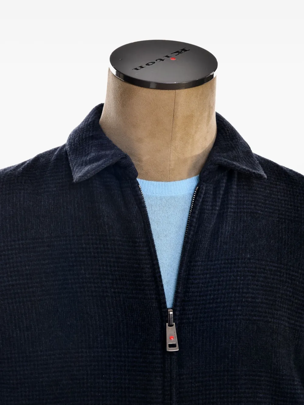Kiton Kired geruit kasjmier jack Blauw