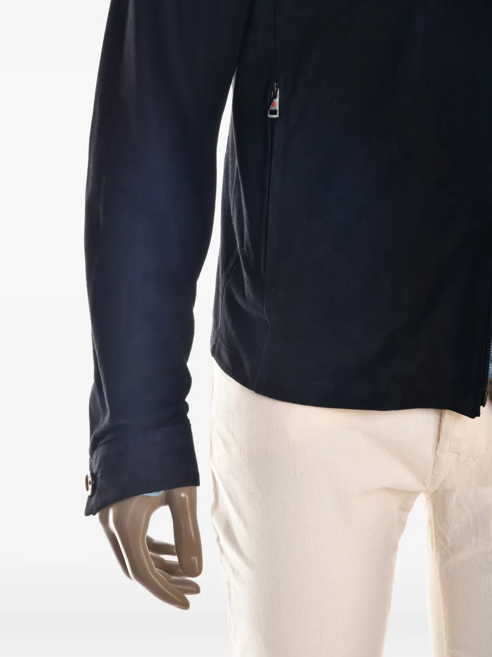 Kiton Kired Roy lamsleer jack met rits Beige