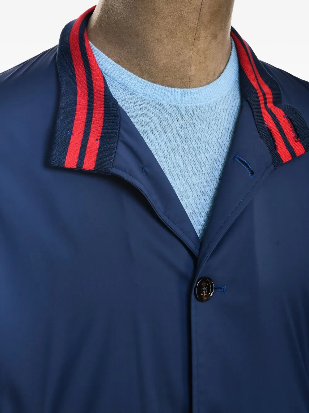 Kiton Kired Igor buttoned ribbed-collar jacket Blauw