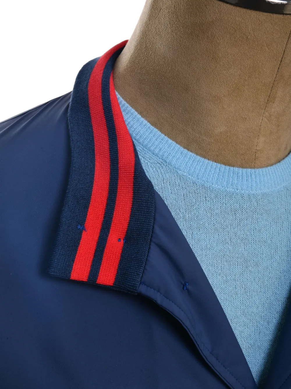 Kiton Kired Igor buttoned ribbed-collar jacket Blauw